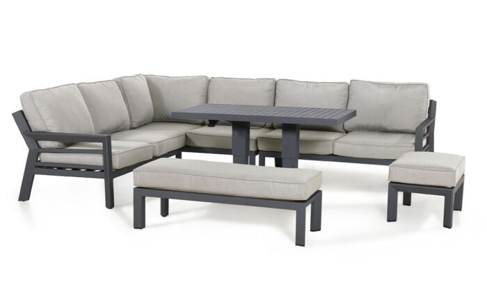 Maze New York Adjustable Garden Corner Sofa Set - Dove Grey-ALU-NY-103030-R-DG