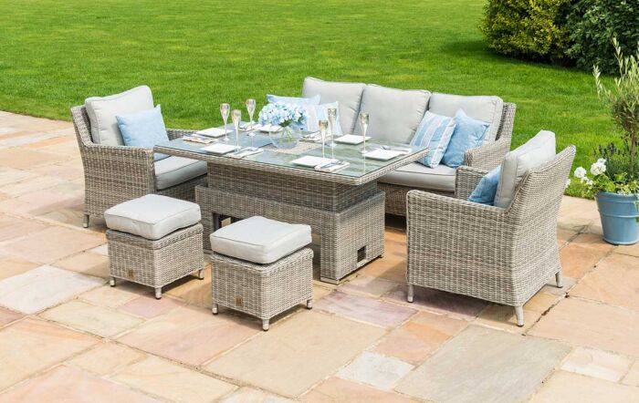 Maze Oxford Garden Sofa Dining Set with Adjustable Table - Grey-OXF-V-205534-1