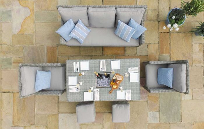 Maze Oxford Garden Sofa Dining Set with Adjustable Table - Grey-OXF-V-205534-1