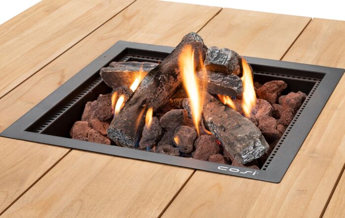Pacific Lifestyle Cosipure Black And Teak 100 Square Fire Pit -18-539-BK-TK