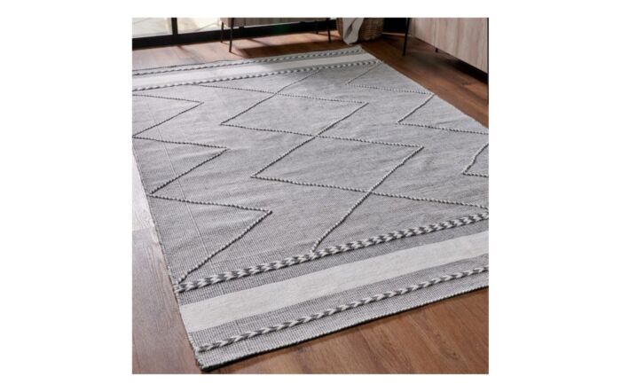 Pacific Lifestyle Indoor/Outdoor Plaited Stripe Rug-18-707-GY-WH