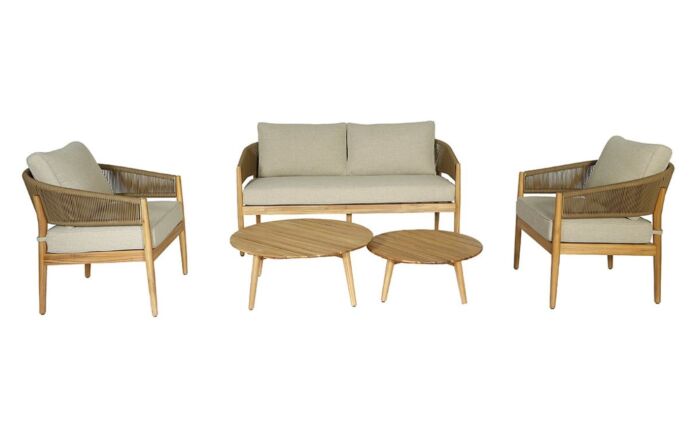 Maze Porto 2 Seat Garden Sofa Set - Sandstone-PORTO-2SLS-SS