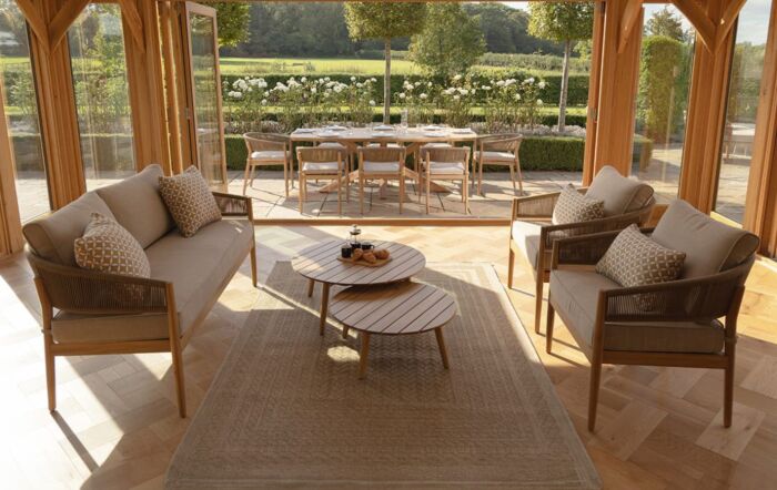 Maze Porto 2 Seat Garden Sofa Set - Sandstone-PORTO-2SLS-SS