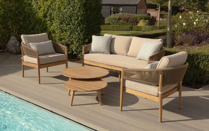 Maze Porto 2 Seat Garden Sofa Set - Sandstone-PORTO-2SLS-SS