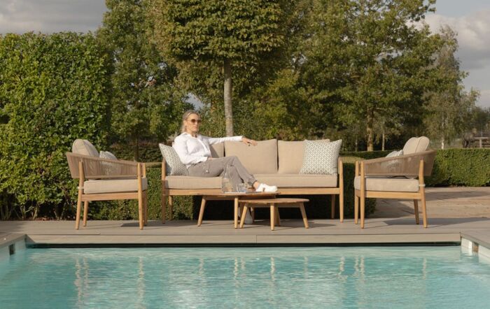 Maze Porto 3 Seat Outdoor Sofa Lounge Set - Sandstone-PORTO-3SLS-SS