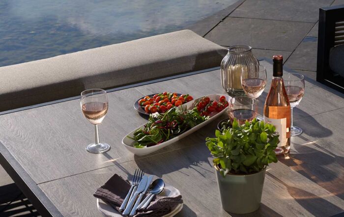 Bramblecrest Portofino Corner Garden Sofa Set with Adjustable Dining Table - Grey-X21APTSCDT8