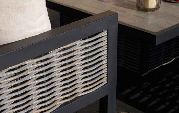 Bramblecrest Portofino Corner Garden Sofa Set with Adjustable Dining Table - Grey-X21APTSCDT8