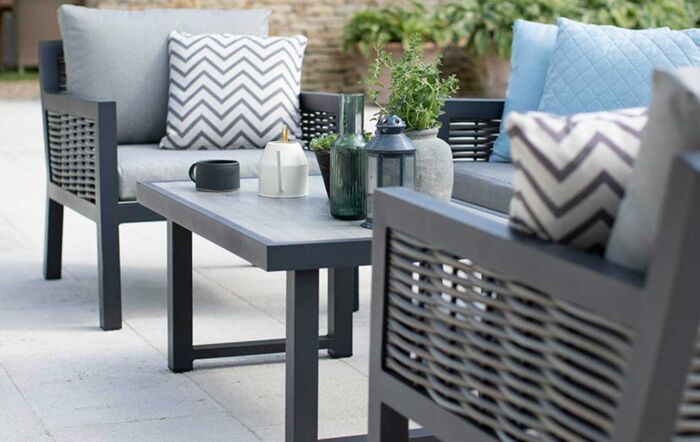 Bramblecrest Portofino Two Seat Outdoor Sofa Set with Coffee Table - Grey-AWPTSC1E