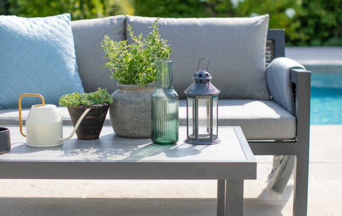 Bramblecrest Portofino Two Seat Outdoor Sofa Set with Coffee Table - Grey-AWPTSC1E