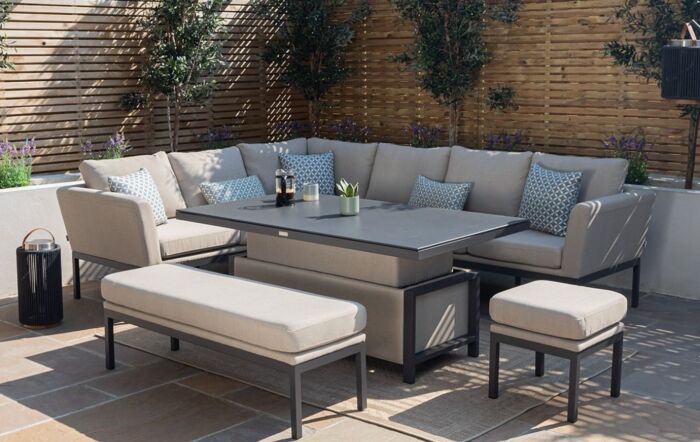 Maze Pulse Rectangular Corner Sofa Set With Adjustable Table - Oatmeal