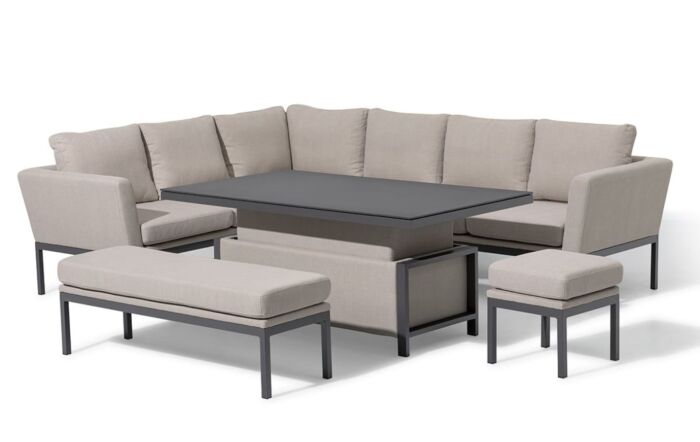 Maze Pulse Rectangular Corner Sofa Set With Adjustable Table - Oatmeal-FB-PUL-RCD-OT