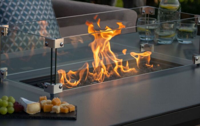 Maze Pulse Three Seat Garden Sofa Set With Firepit Table - Oatmeal-FB-PUL-3SD-FPT-OT