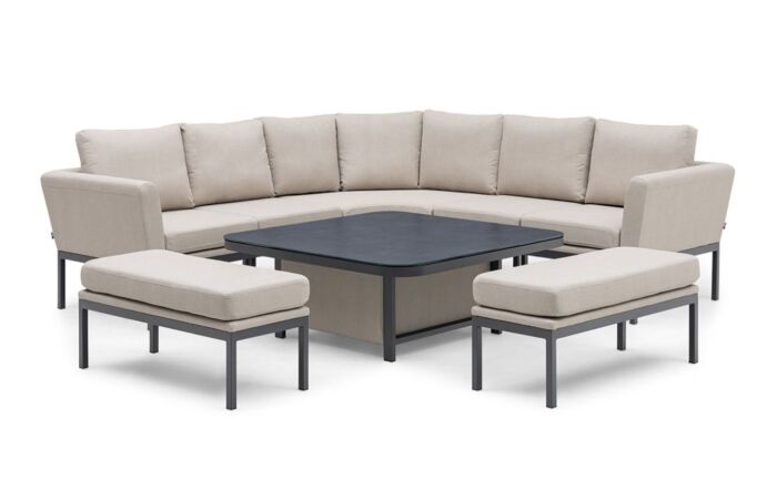 Maze Pulse Corner Sofa Dining Set With Adjustable Table - Oatmeal-FB-PUL-SQCD-OT 1