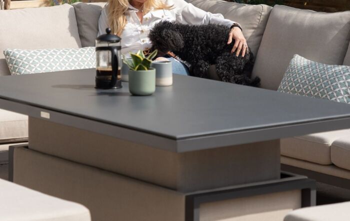 Maze Pulse Rectangular Corner Sofa Set With Adjustable Table - Oatmeal-FB-PUL-RCD-OT