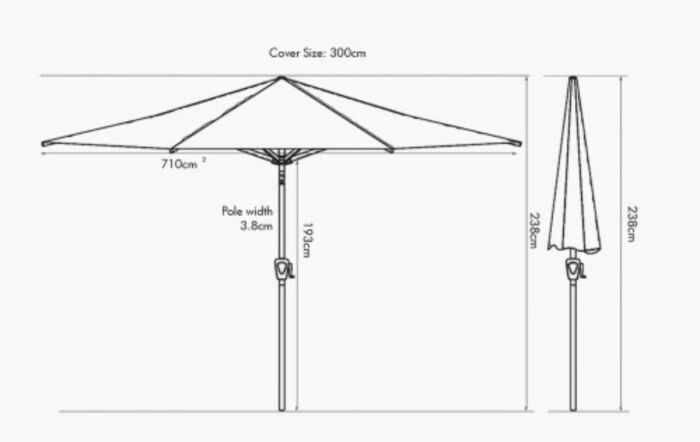 Platinum Riva Anthracite 3 Metre Parasol-18-119-GY