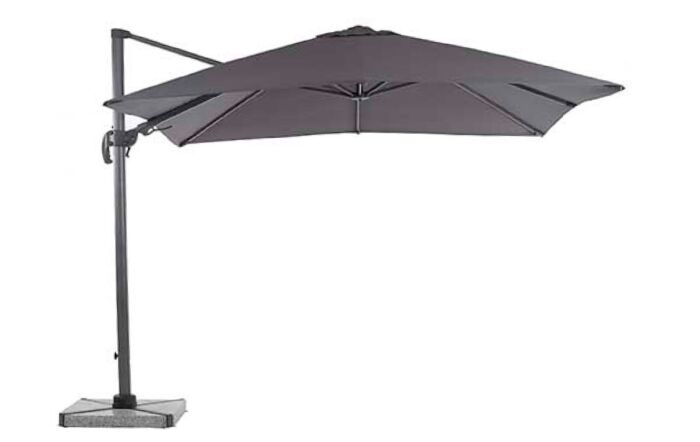Bramblecrest Truro 3M Square LED Parasol Grey Including Granite Base - FREE cover-X18PG30Q03