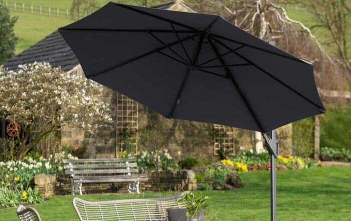 Platinum Voyager T1 Anthracite 3m Round Parasol with 90kg Granite Base