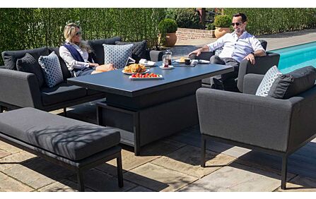 Maze Pulse Three Seat Garden Sofa Set with Rising Table - Charcoal