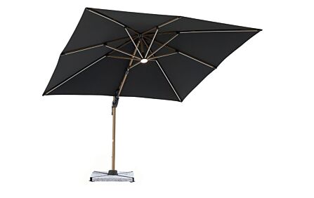 Bramblecrest Truro Wood Effect 3M Square LED Grey Parasol inc Granite Base - FREE cover