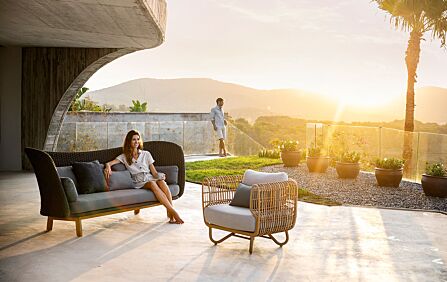 Cane-Line Garden Nest Chair and Peacock Large Wing Sofa Set