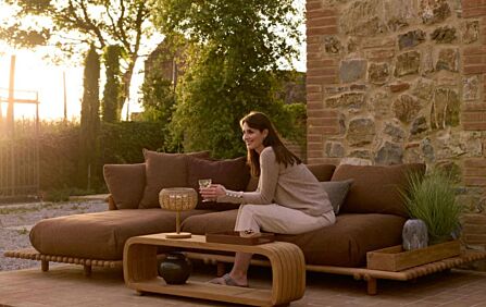 Cane-Line Sticks Platform Outdoor Teak Corner Sofa - Umber Brown
