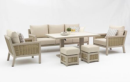 JB Furniture Conrad Three Seat Adjustable Garden Sofa Set - Latte