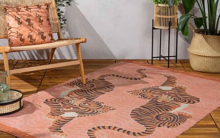 Furn. Tibetan Tiger Outdoor Rug - Coral