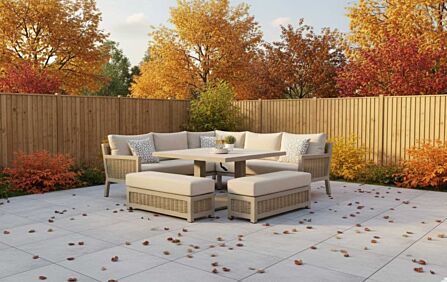 JB Furniture Conrad Square Adjustable Garden Corner Sofa Dining Set - Latte