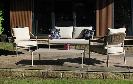 JB Furniture Jesmond Two Seat Rope and Aluminium Sofa Set - Beige