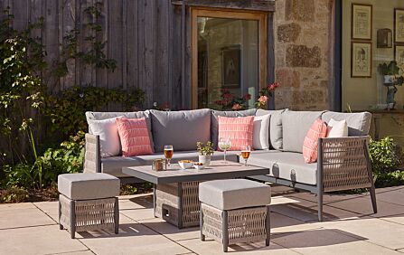 Bramblecrest Mauritius Mini Garden Corner Sofa with Mini Adjustable Table - Eco Cobble