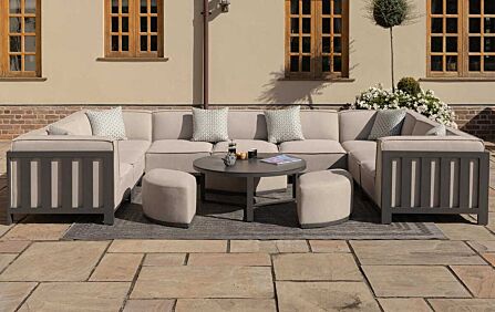 Maze Ibiza U Shape Sofa Set With Round Coffee Table - Oatmeal