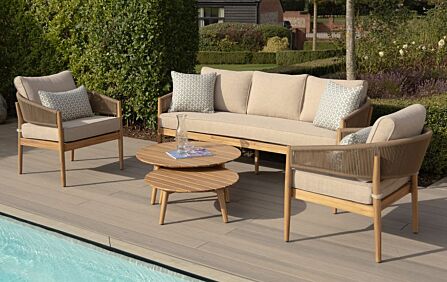 Maze Porto 3 Seat Outdoor Sofa Lounge Set - Sandstone