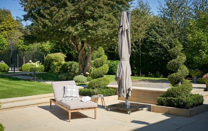 Platinum Havanna Taupe Challenger T1 3.5m Square Parasol With 120kg Wheeled Base