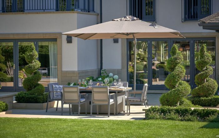 Platinum Havanna Taupe Challenger T1 3.5m Square Parasol With 120kg Wheeled Base