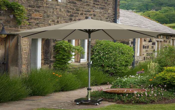Platinum Riva 3.5m Champagne Round Parasol with 25kg Base  