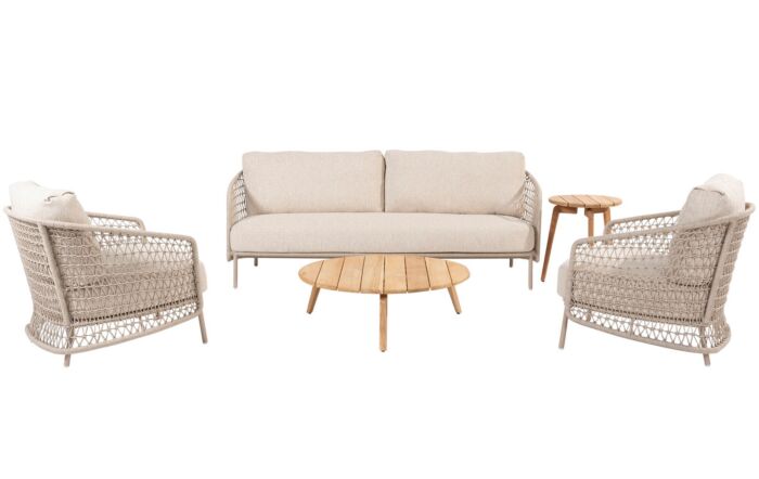 4 Seasons Outdoor Puccini Garden Sofa Set with Footstool and Zucca Tables