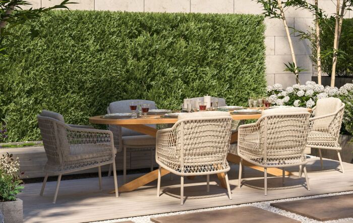4 Seasons Outdoor Puccini 6 Seat Garden Dining Set With Ellipse Table