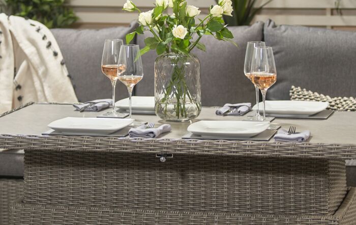 Pacific Lifestyle Barbados Corner Garden Set Long Right with Ceramic Top - Slate Grey