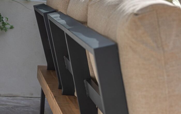 Maze Bali Wooden Platform Garden Corner Sofa Set - Sandstone