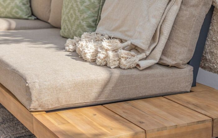 Maze Bali Wooden Platform Garden Corner Sofa Set - Sandstone