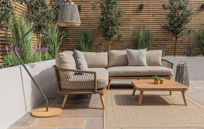 Maze Bali Rope Corner Sofa Garden Furniture Set - Sandstone