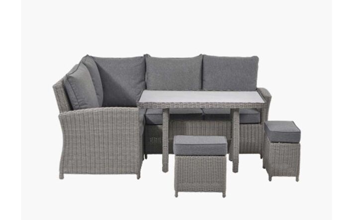 Pacific Lifestyle Barbados Compact Corner with Ceramic Table Top Set - Grey