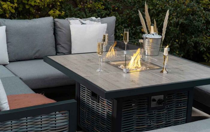 Bramblecrest Portofino Outdoor Corner Firepit Set - Grey