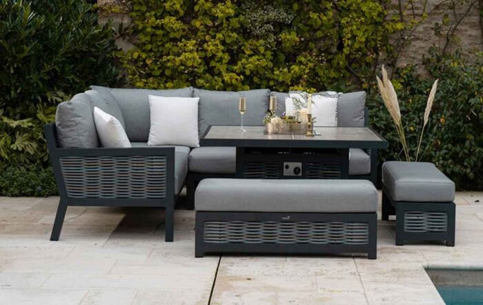 Bramblecrest Portofino Outdoor Corner Firepit Set - Grey