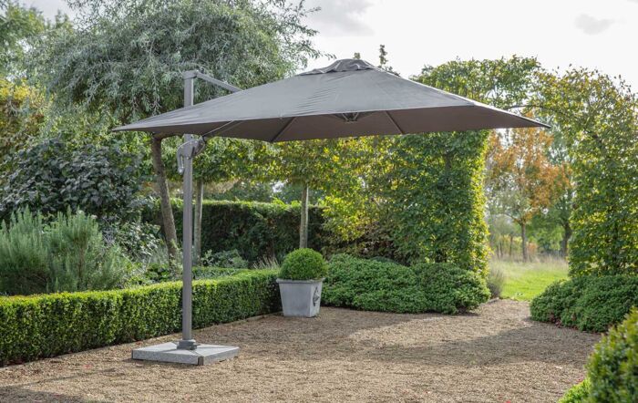 Bramblecrest Lichfield 2.7m Square Parasol with Granite Base & FREE Protective Cover - Grey