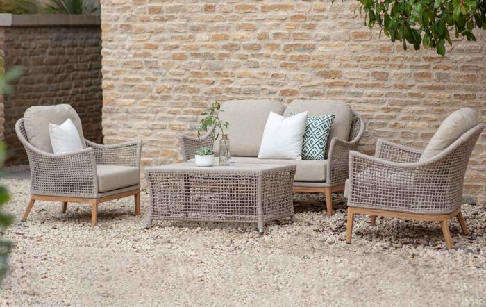 Bramblecrest Oslo 2 Seat Garden Sofa Set with Coffee Table - Truffle