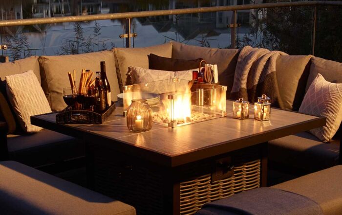 Bramblecrest Portofino Outdoor Corner Firepit Set - Grey