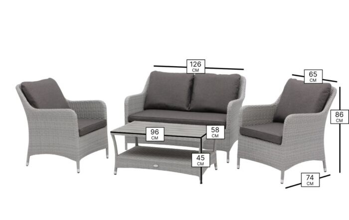 Bramblecrest Tetbury Rattan Outdoor 2 Seat Sofa Set with Tree-Free Coffee Table - Graphite