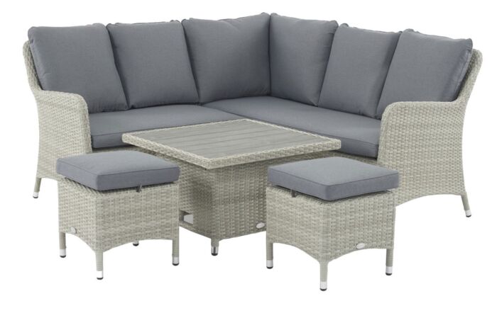 Bramblecrest Tetbury Small Corner Sofa Set with Mini Adjustable Table - Cloud Grey