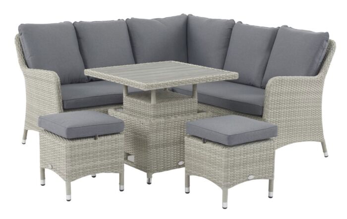 Bramblecrest Tetbury Small Corner Sofa Set with Mini Adjustable Table - Cloud Grey